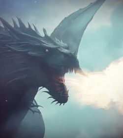 feuer speiender Drache. Coverbild des Teasertrailers für Game of Thrones gesamt als Audiobook