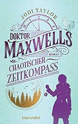 Buchcover Doktor Maxwells chaotischer Zeitkompass: Roman - Urkomische Zeitreiseabenteuer: die fantastische Bestsellerserie aus England (Die Chroniken von St. Mary’s 2). weibliche Silhouette in Lila, türkiser Hintergrund, Wald
