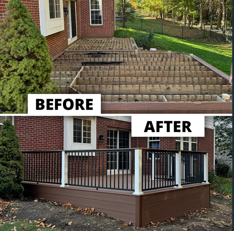 Wood deck replacement -TimberTech Mahogany decking