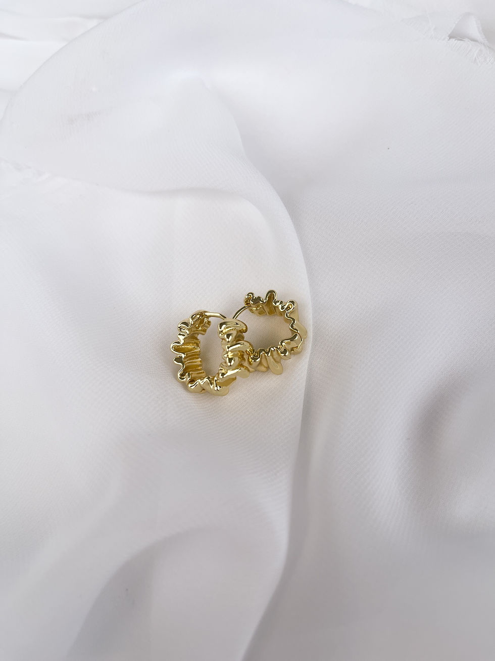 Thumbnail: Crinkle Gold Hoop Earrings