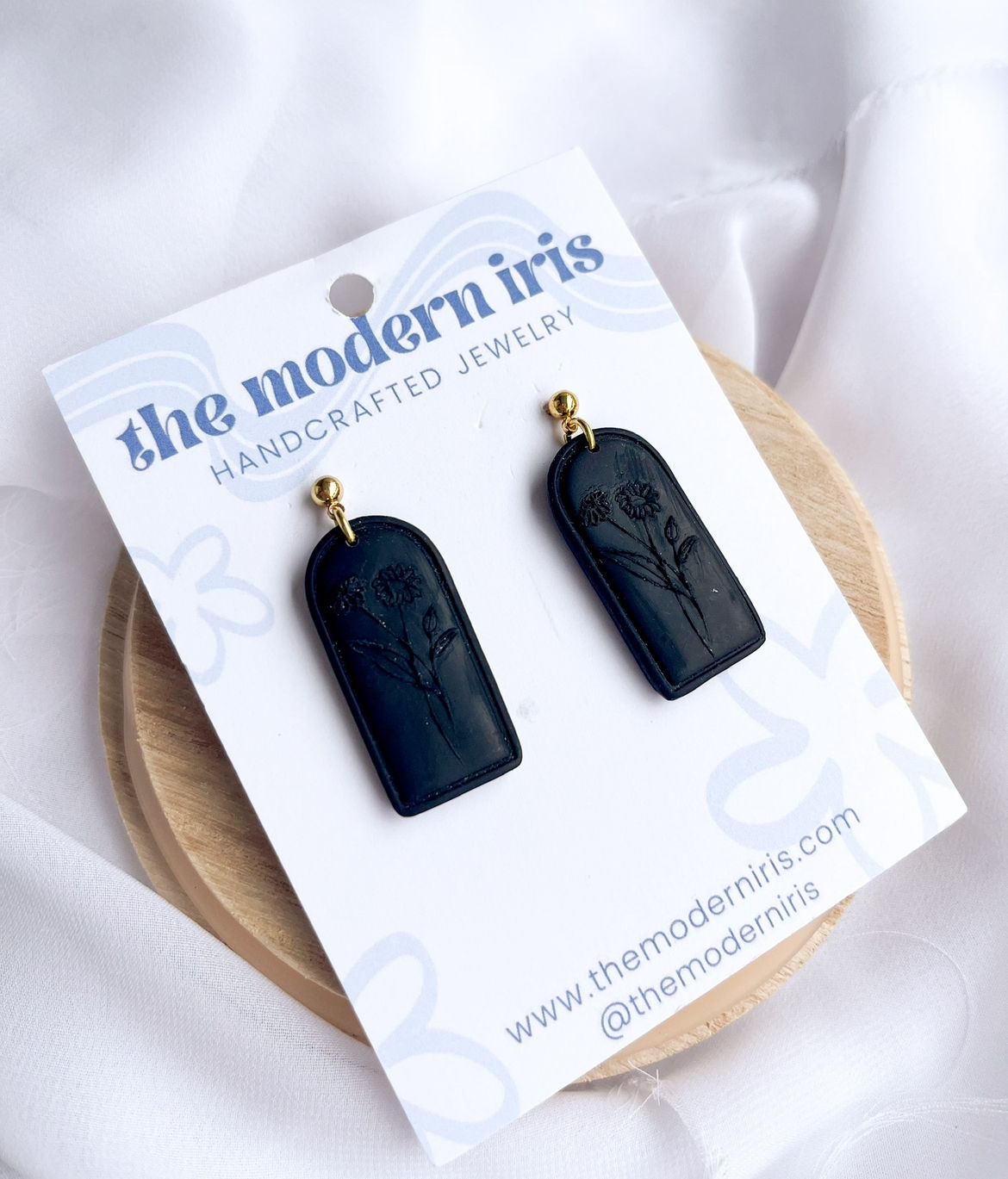Black Embossed Arch Earrings