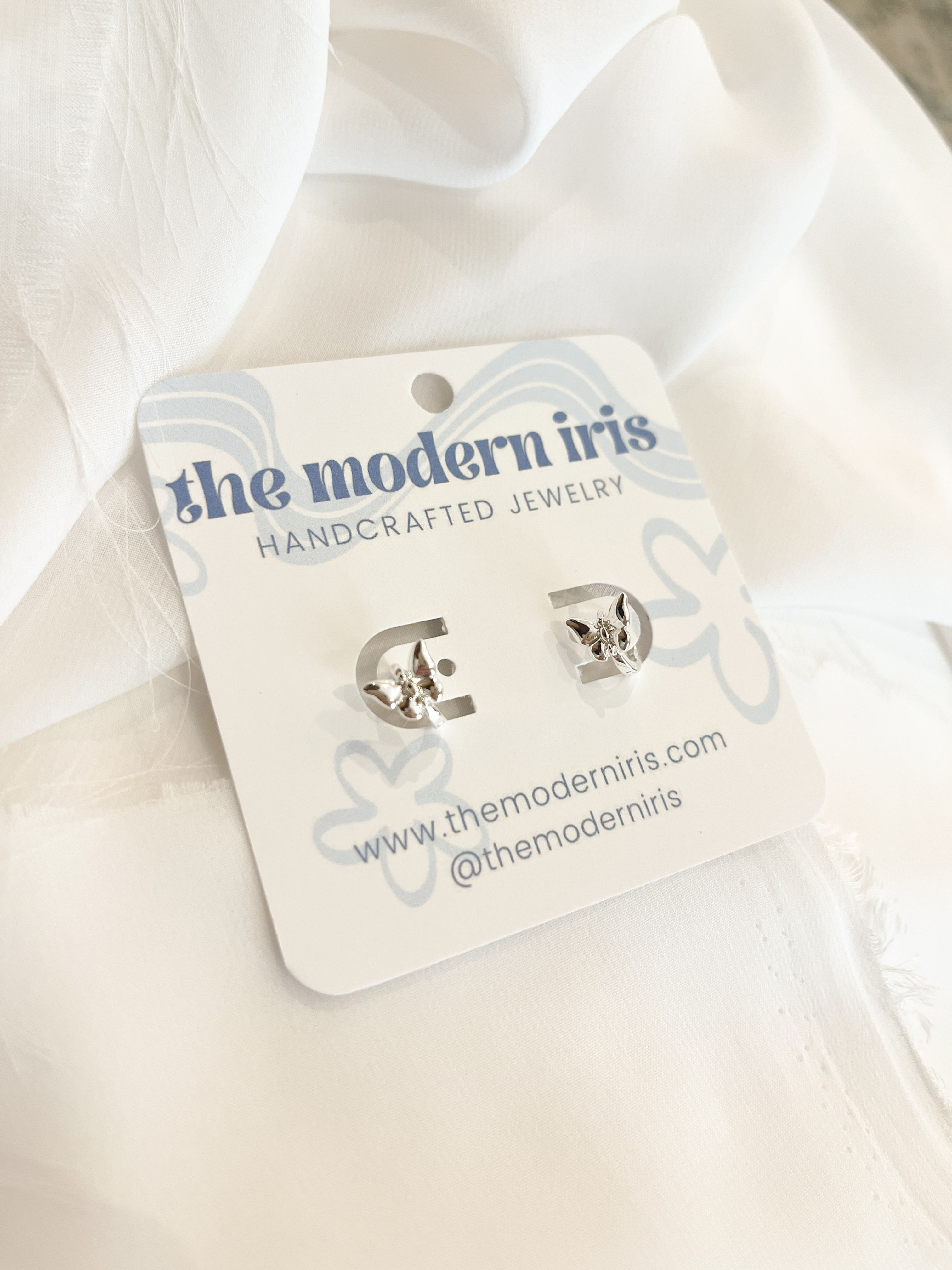 Silver Mini Butterfly Huggies