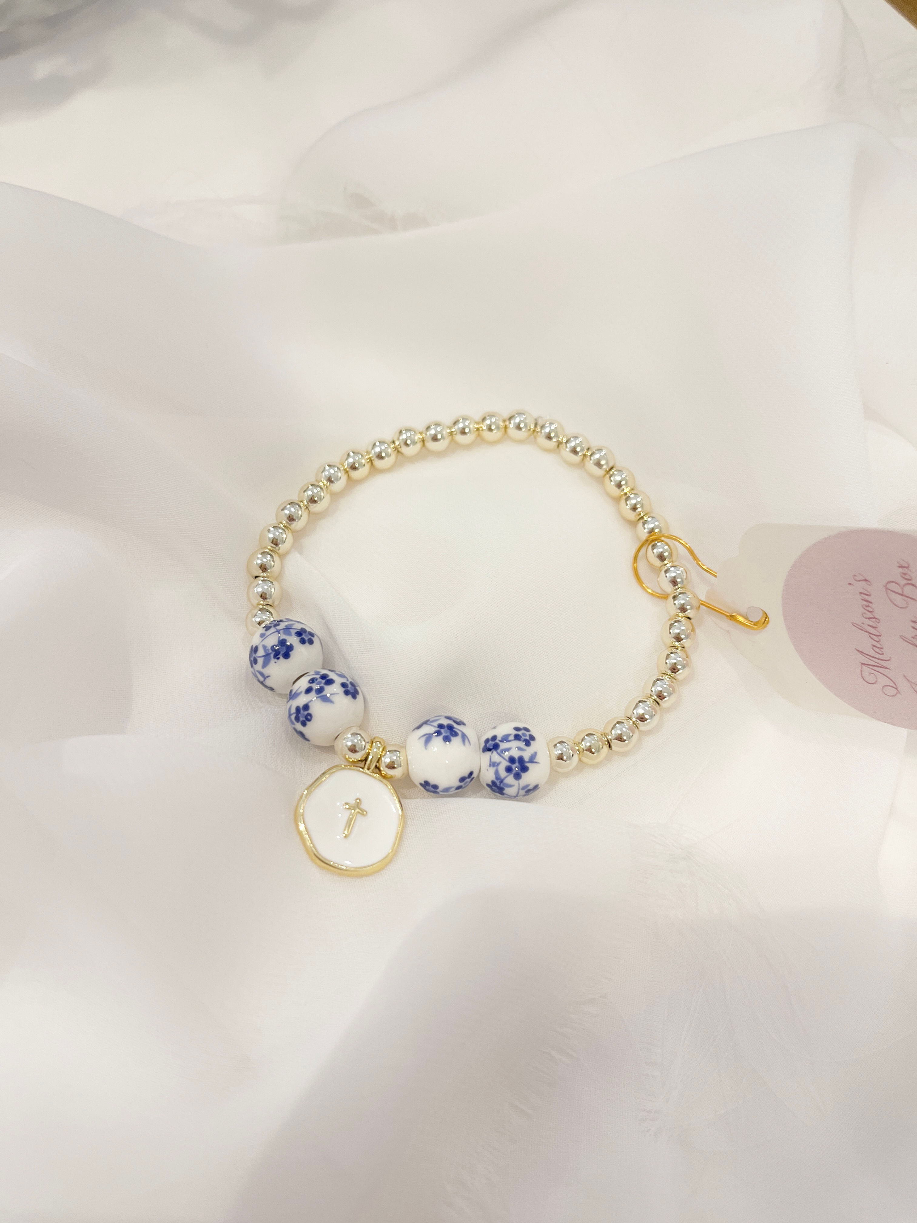 Porcelain Cross Bracelet