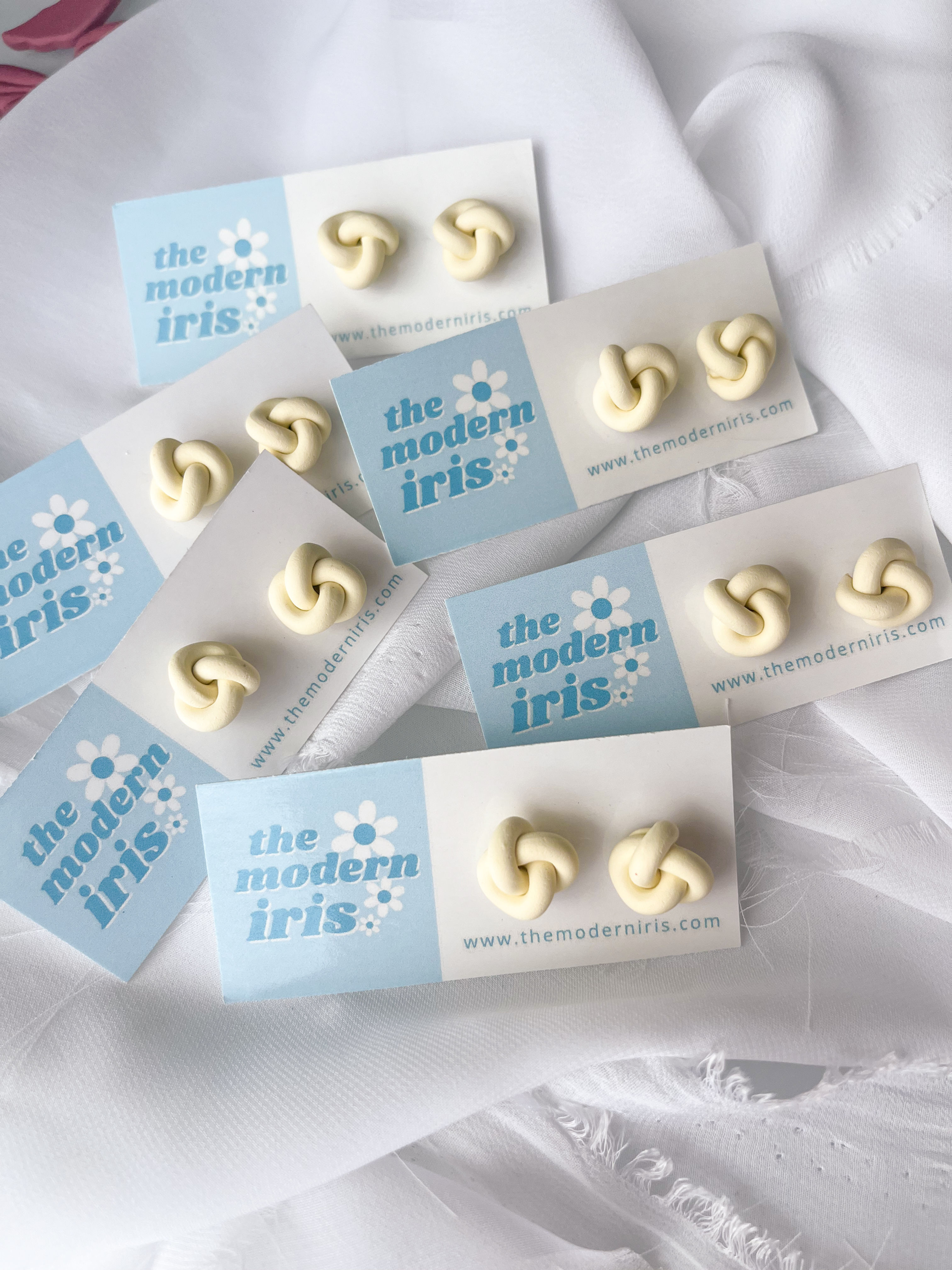 Pastel Yellow Knot Studs