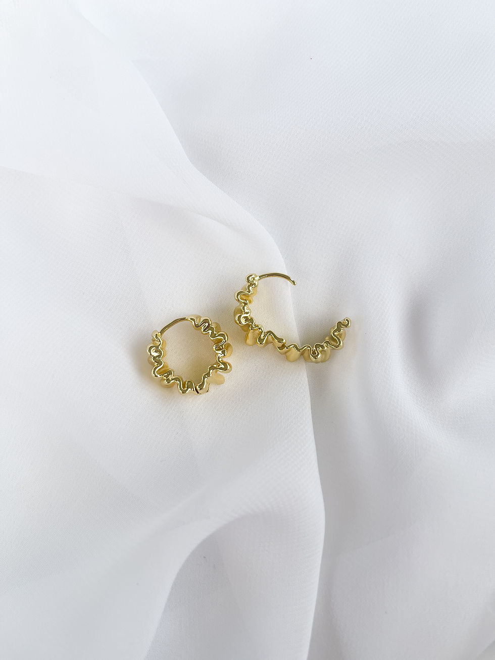 Thumbnail: Crinkle Gold Hoop Earrings