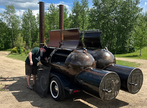 Twin offset smokers Beer Daddy BBQ