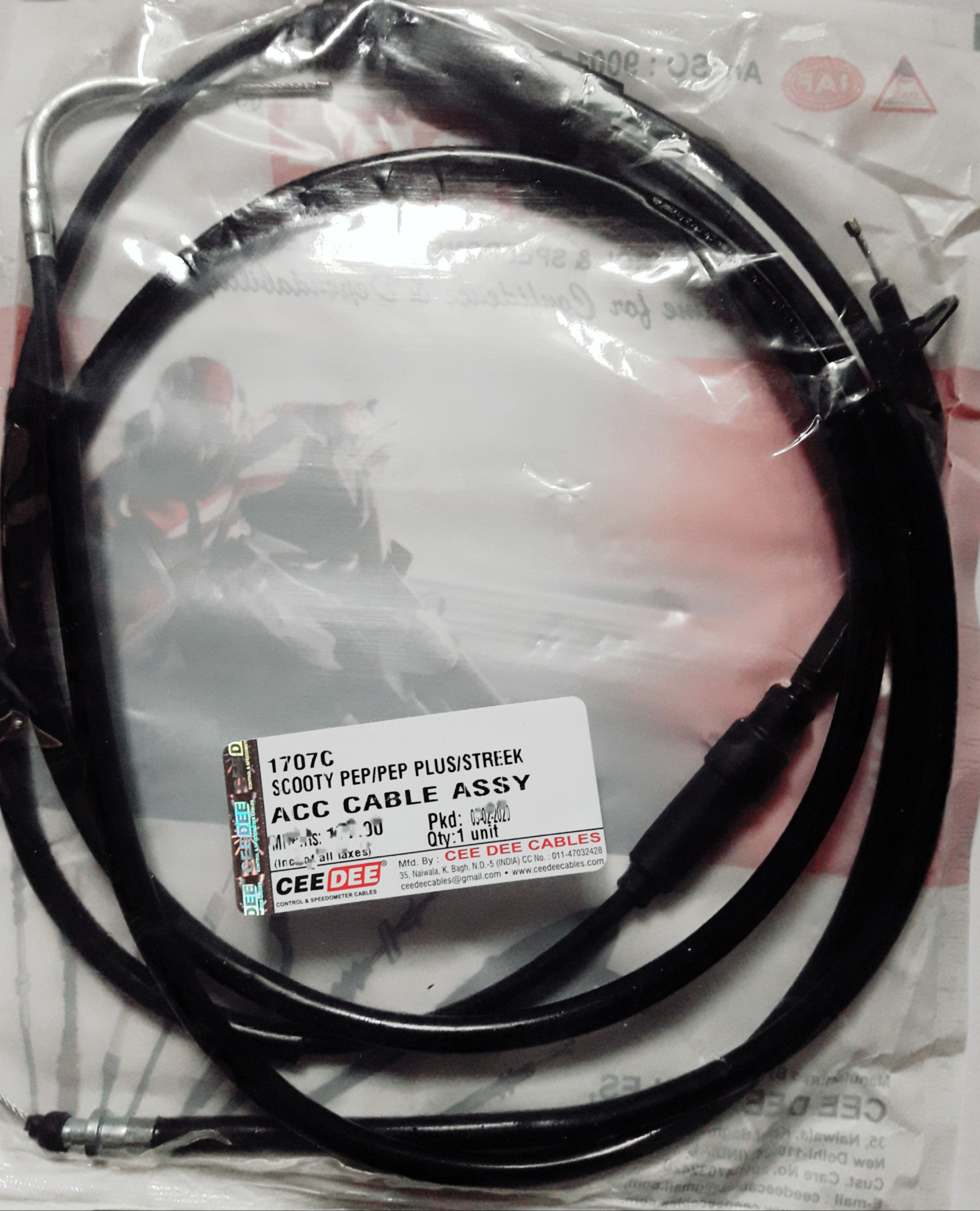 Accelerator cable for scooty pep/pep plus/ streak