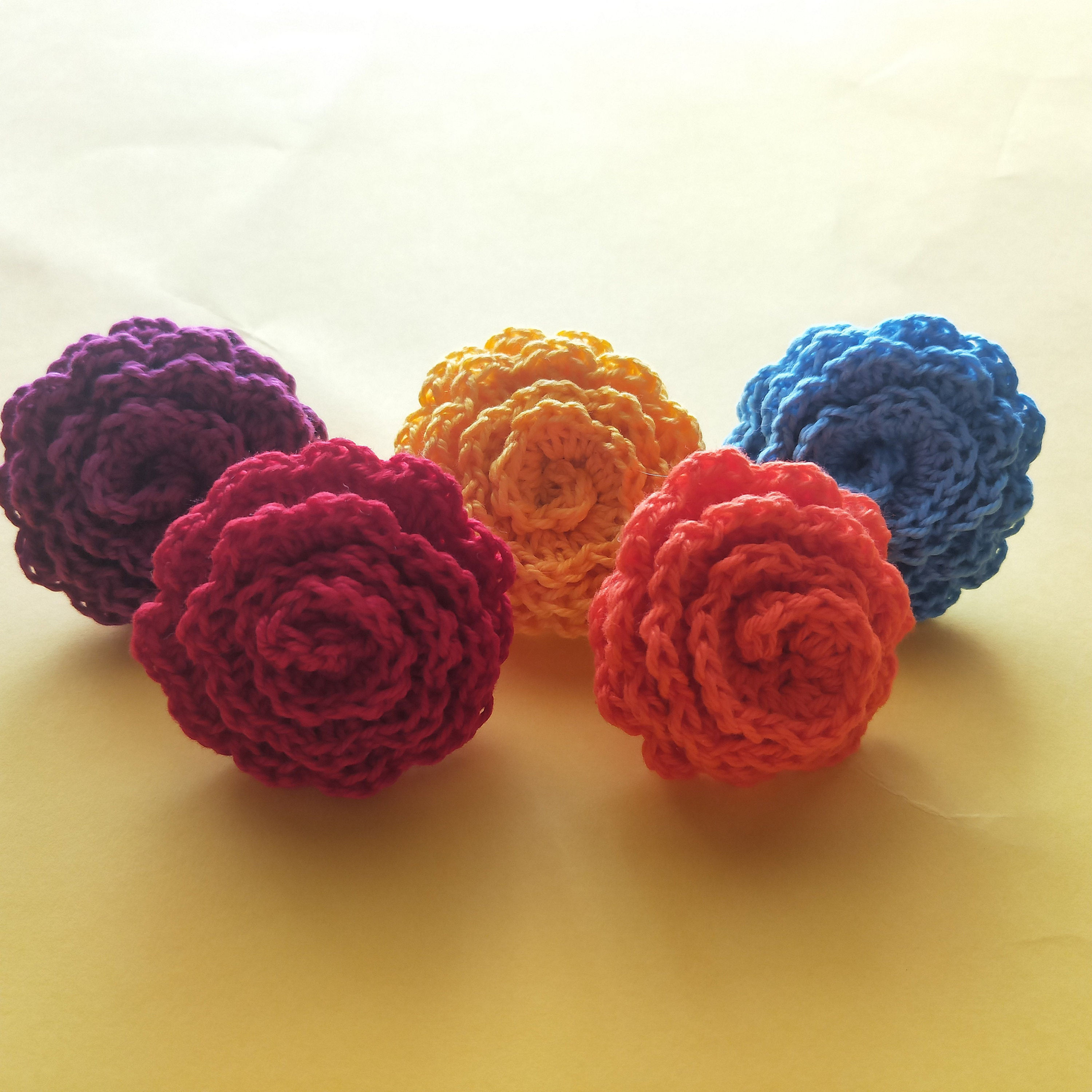 Large Crochet Rose Ring. Ready to ship.Cotton on adjustable silvertone ring