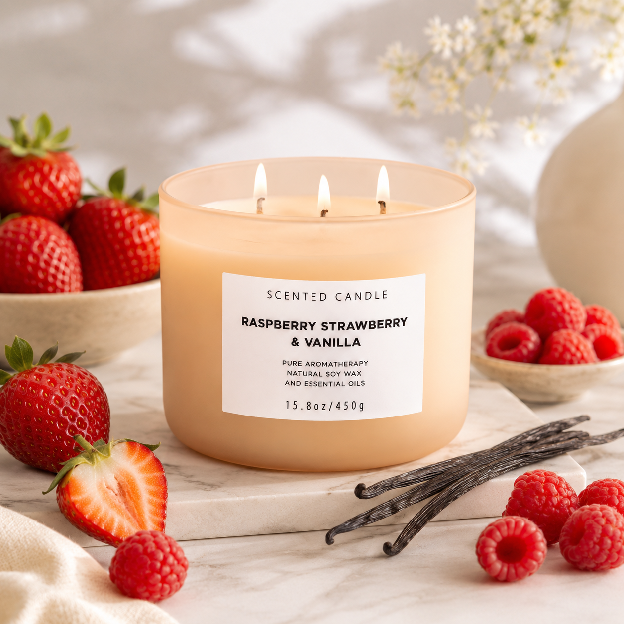 Raspberry Strawberry Vanilla Candle - 15,8 oz