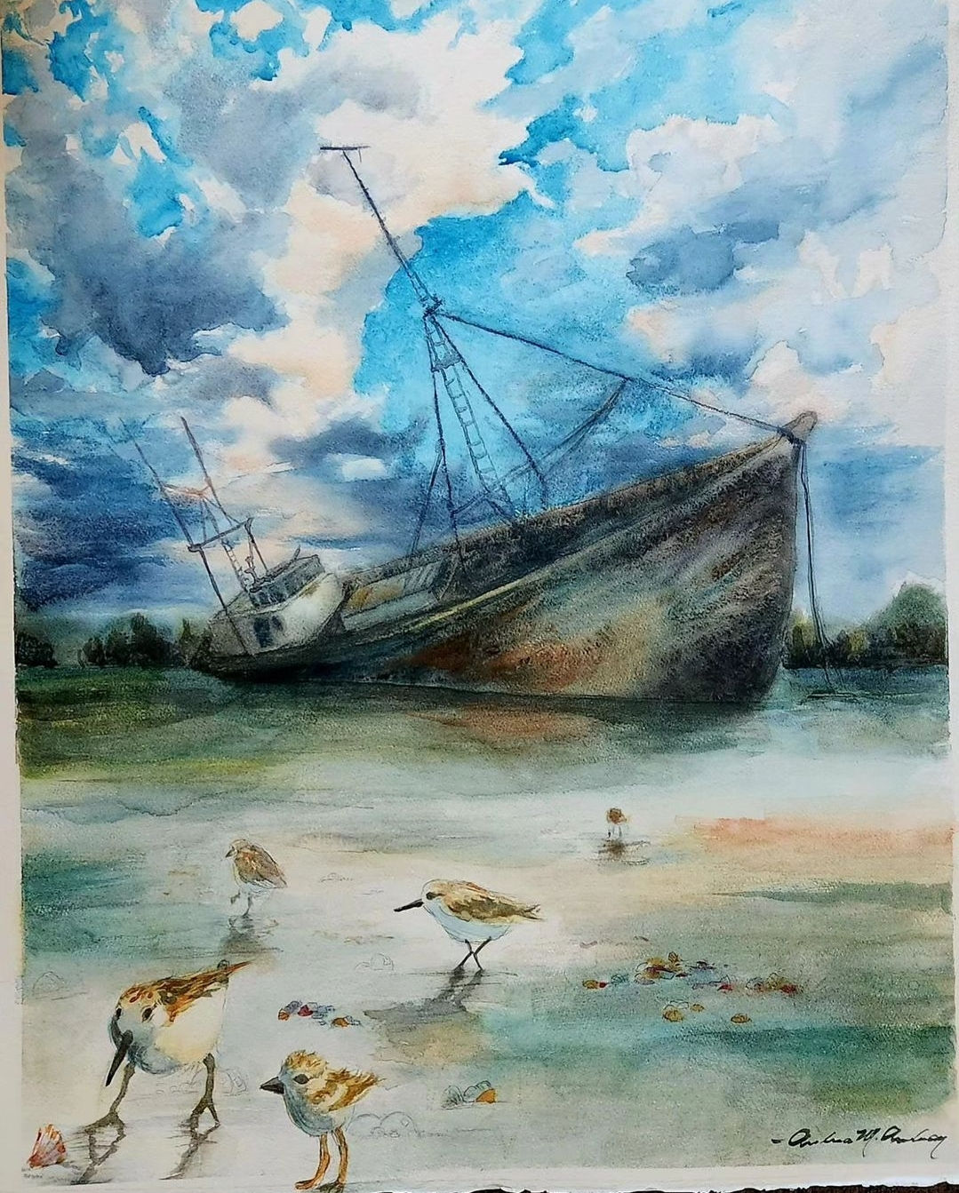 Giclee  13" x 10" watercolor Title: Stormy Skies