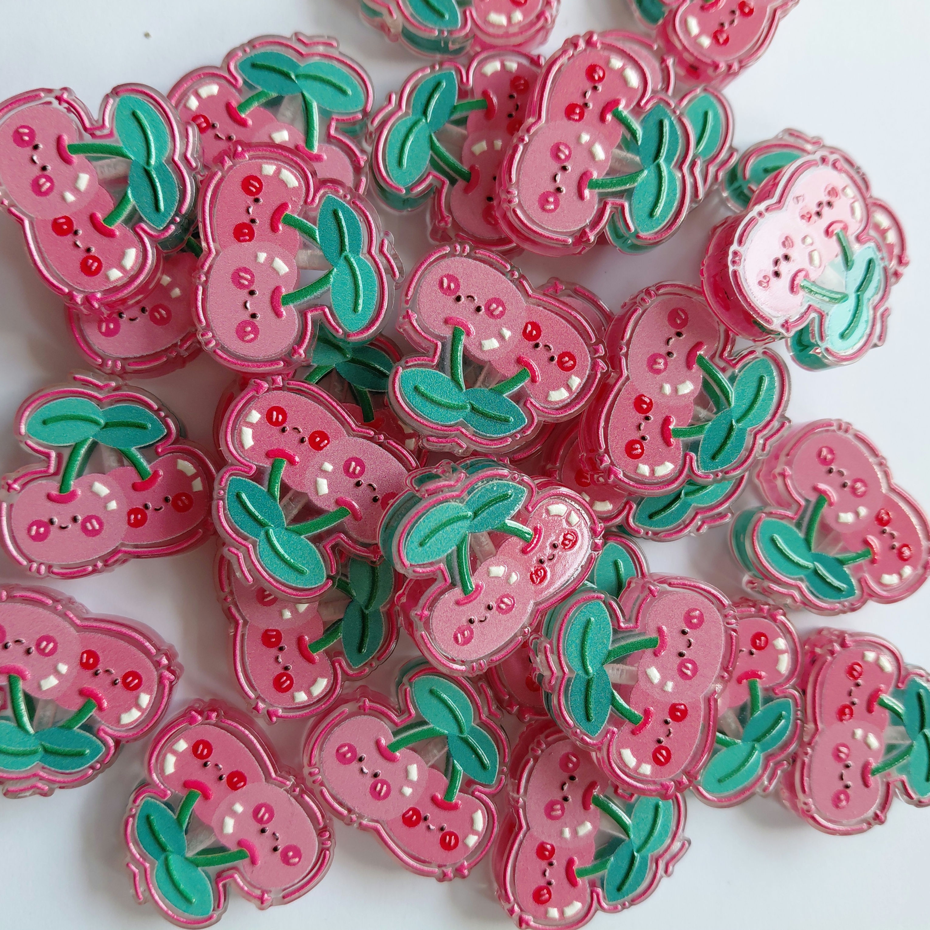 Cherry Flat Acrylic Bead