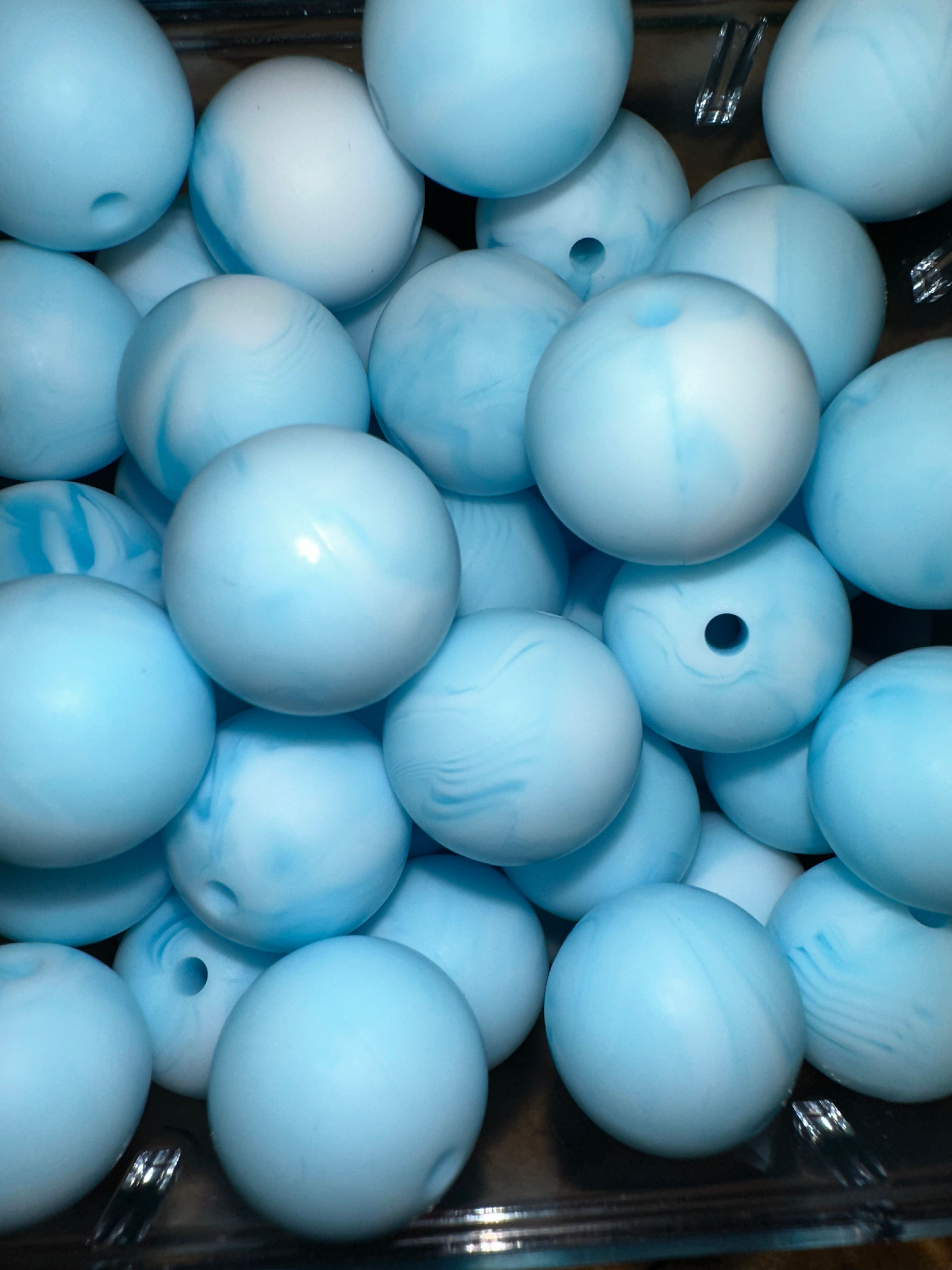 15mm Marble Silicone Beads