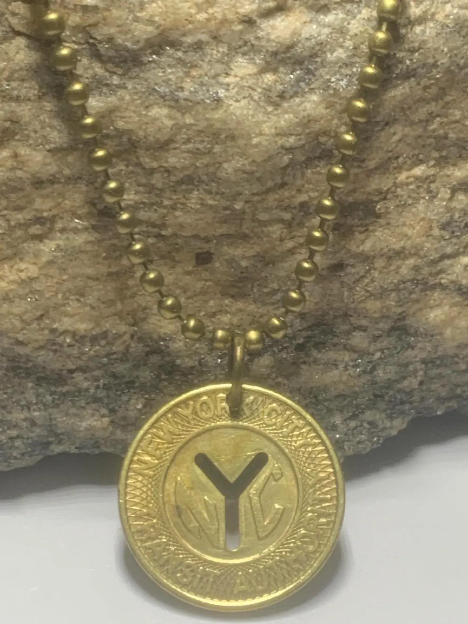 Vintage NYC New York City Large Y 1970-1980 Subway Token Pendant. Wear History!