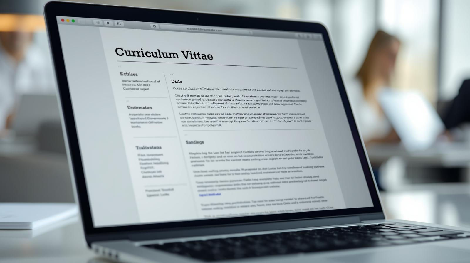 Open laptop displaying a professional CV template, symbolizing career readiness and job application preparation.