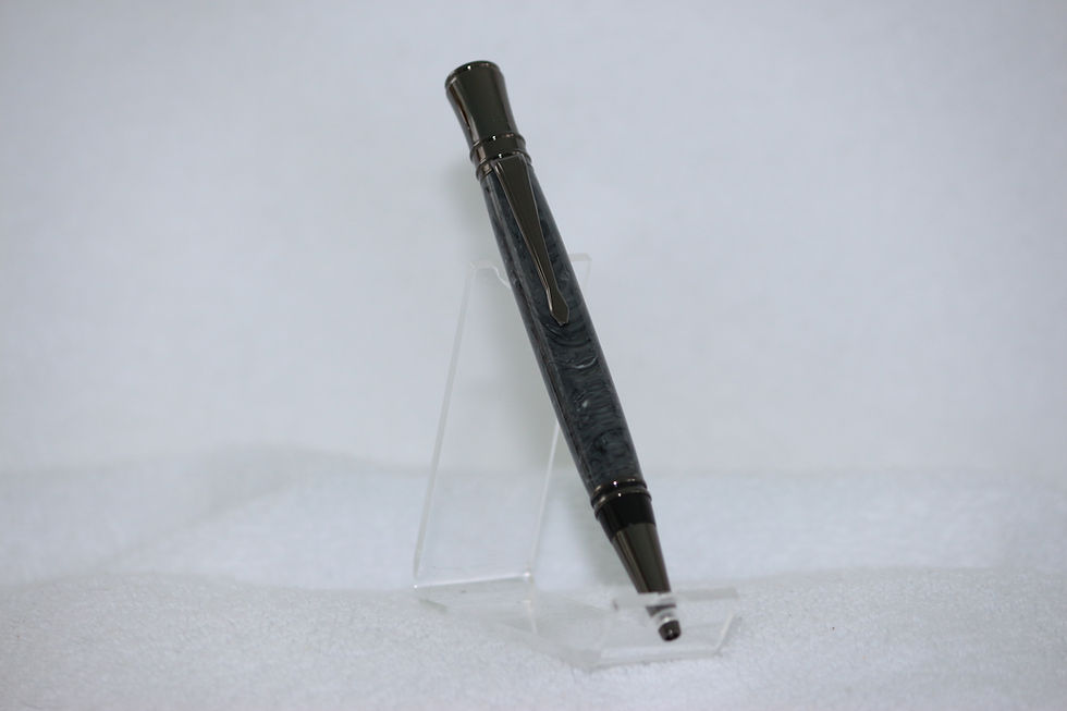 Miniature : Stylo-bille - Acrylique - Marbré gris  & Titane noir