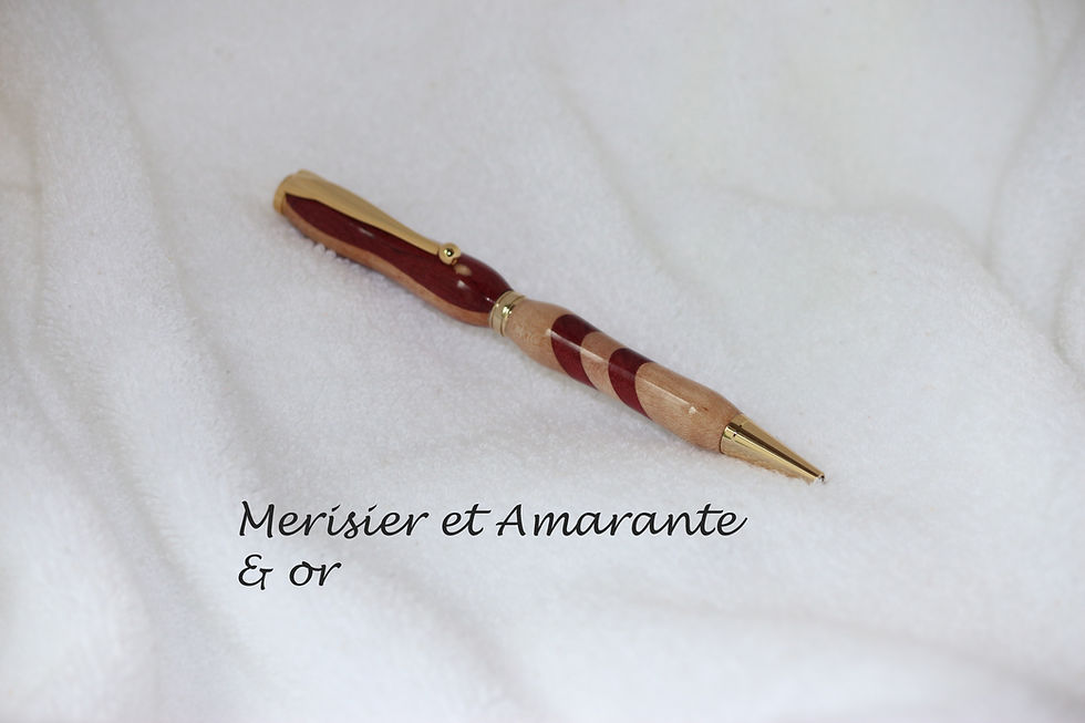Stylo-bille - Laminé - Merisier + Amarante & Or