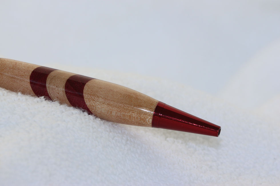 Miniature : Stylo-bille - Laminé - Érable + Amarante & Rouge