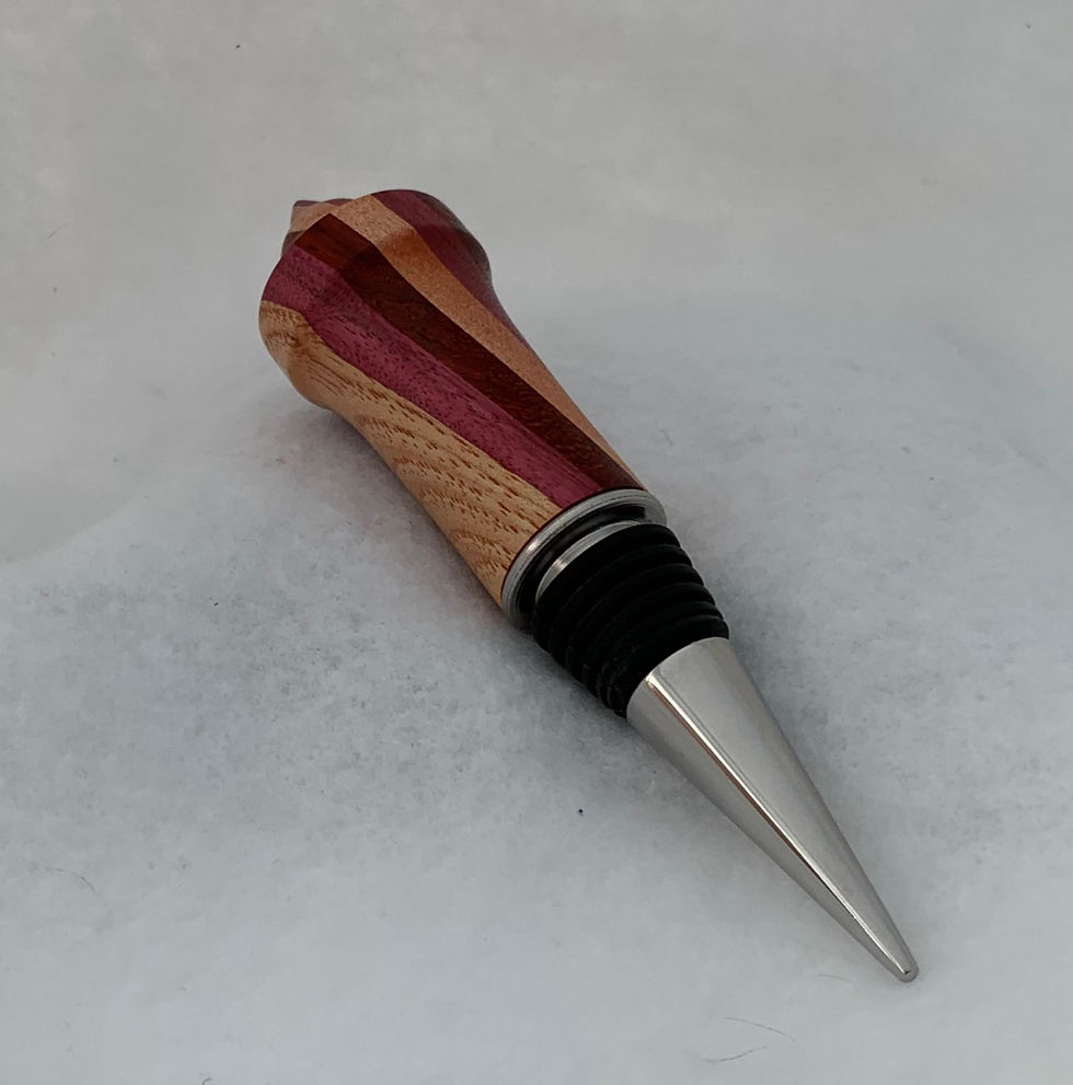 Miniature : Bouchon bouteille  vin - Padouk et Amarante et érable piqué & Acier inoxydable