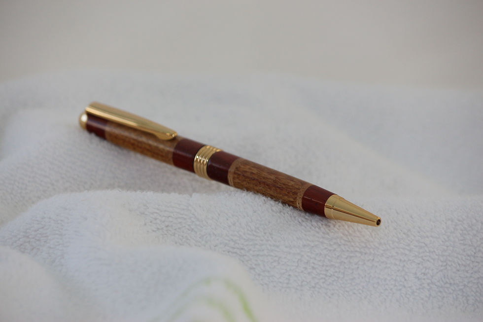 Miniature : Stylo-bille - Laminé - Érable +Padouk +Canarywood  & Or 24 kt