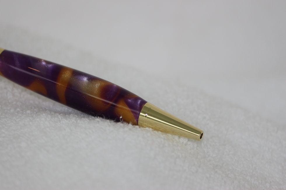 Miniature : Stylo-bille - Acrylique - Tourbillon royal & Or et noir