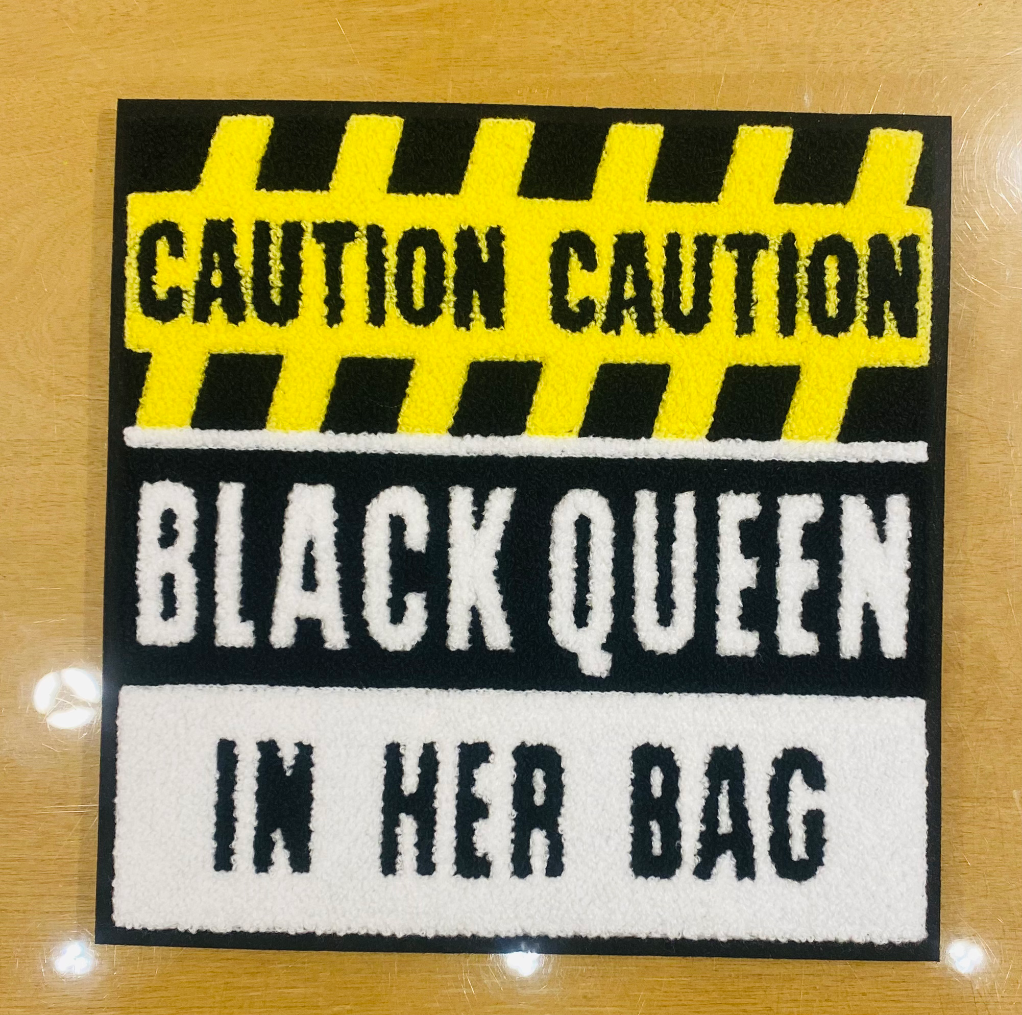 Caution Caution Black Queen In Her Bag Chenille Patch