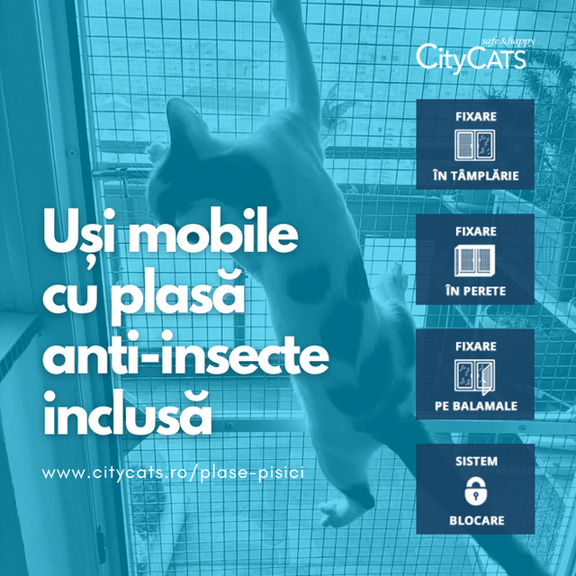 Ușă mobilă cu plasă de protecție