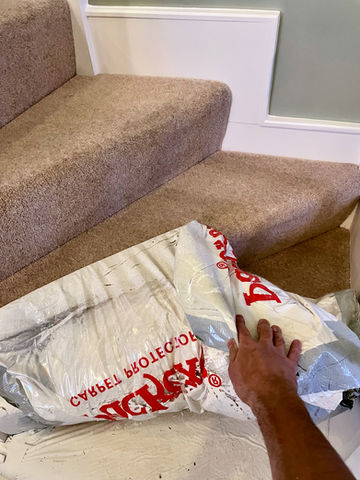 Carpet protection removal from staircase