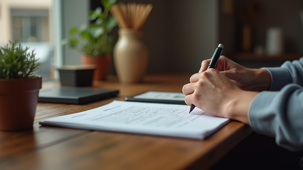 Close-up view of a restaurant owner typing a thoughtful reply to a customer review