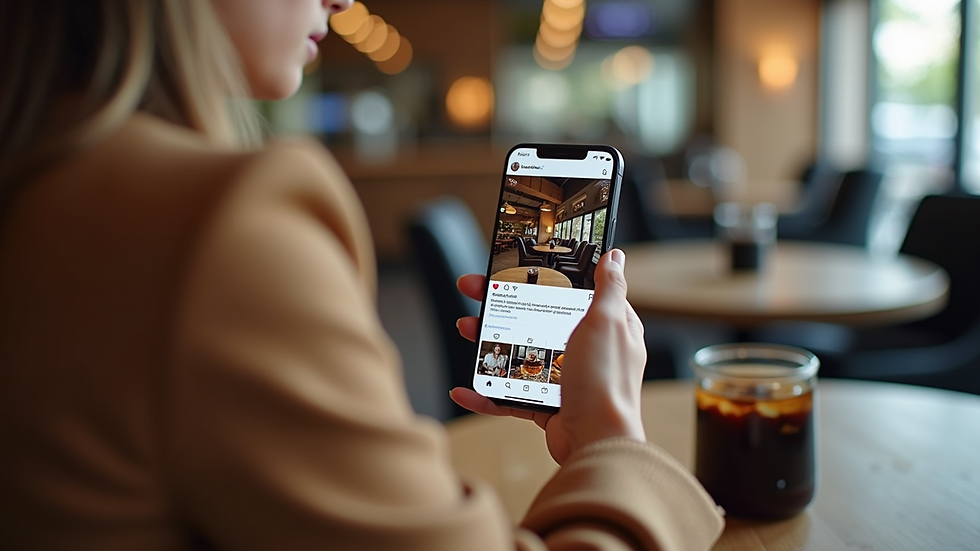 Close-up view of a smartphone displaying a restaurant’s social media page