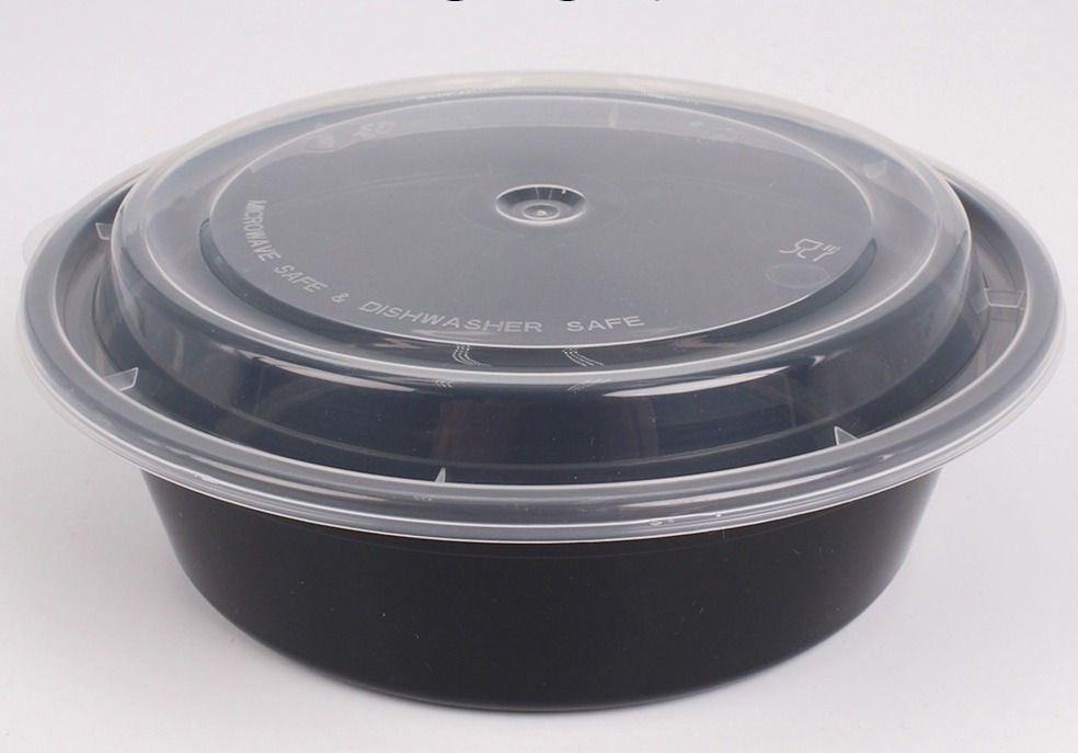 Black - Round Microwavable  Container with Lid - 150/Case/32oz-929