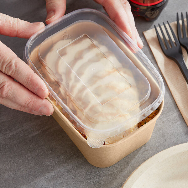 Thumbnail: 16 oz. Rectangular Kraft PE-Lined Microwavable Container/300/Case/F500