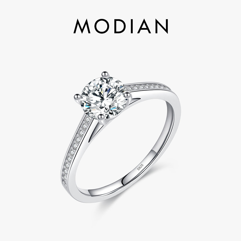 Thumbnail: MODIAN D Color Lab Diamond 1CT Moissanite Ring For Women 925 Sterling Silver Cla