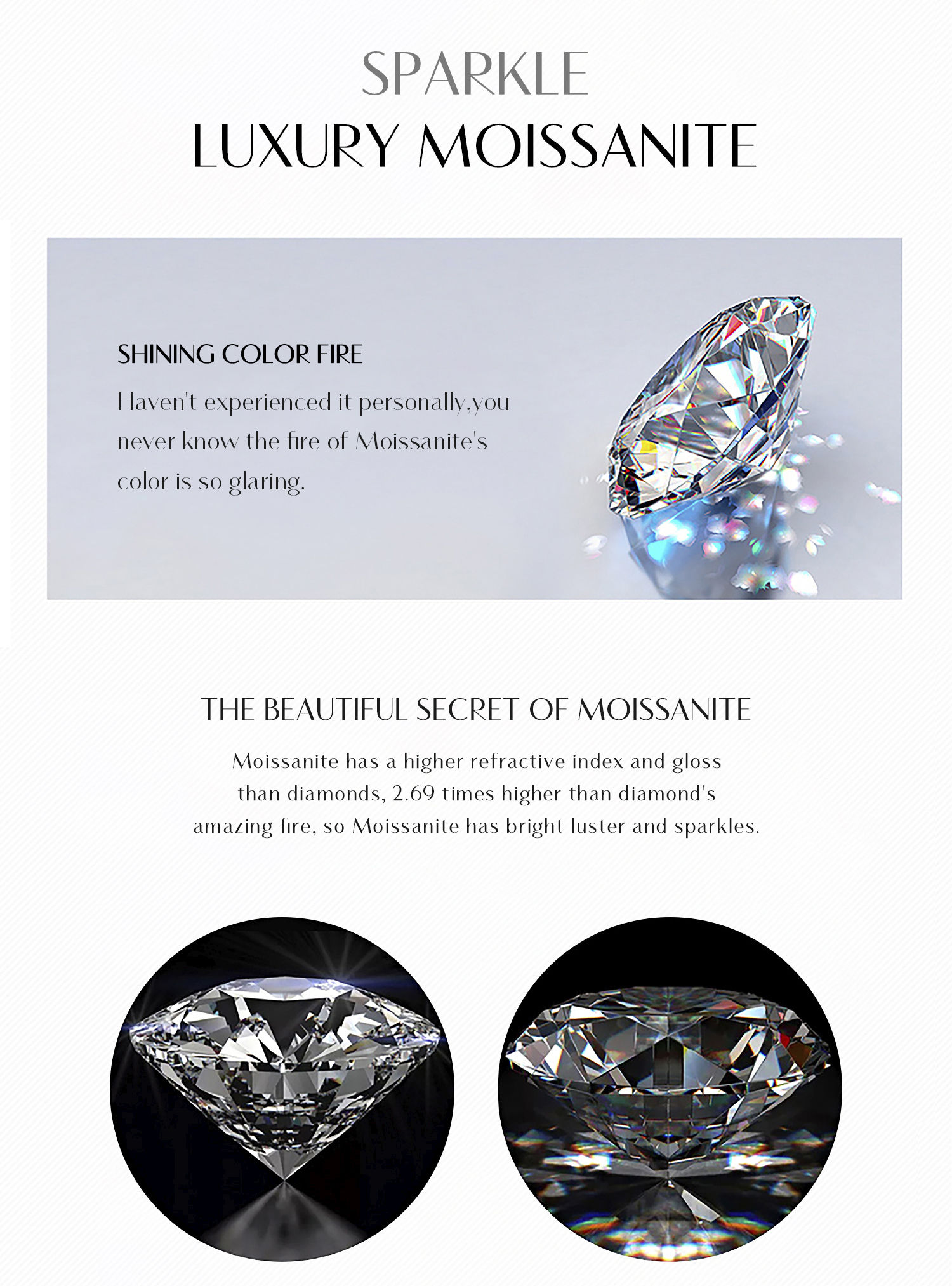 MODIAN 0.5Ct Rhombus Moissanite Ring 925 Sterling Silver Sparkling Lab Created D