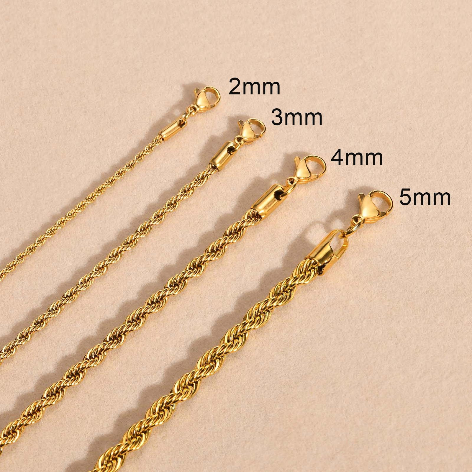 Vnox Dainty Gold Color Rope Chain Necklaces for Women Men,Chic Twisted Collar, W