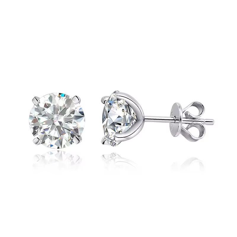 Thumbnail: Smyoue 0.2-3CT Rose Gold Color Moissanite Stud Earrings for Women Sparkling Clas