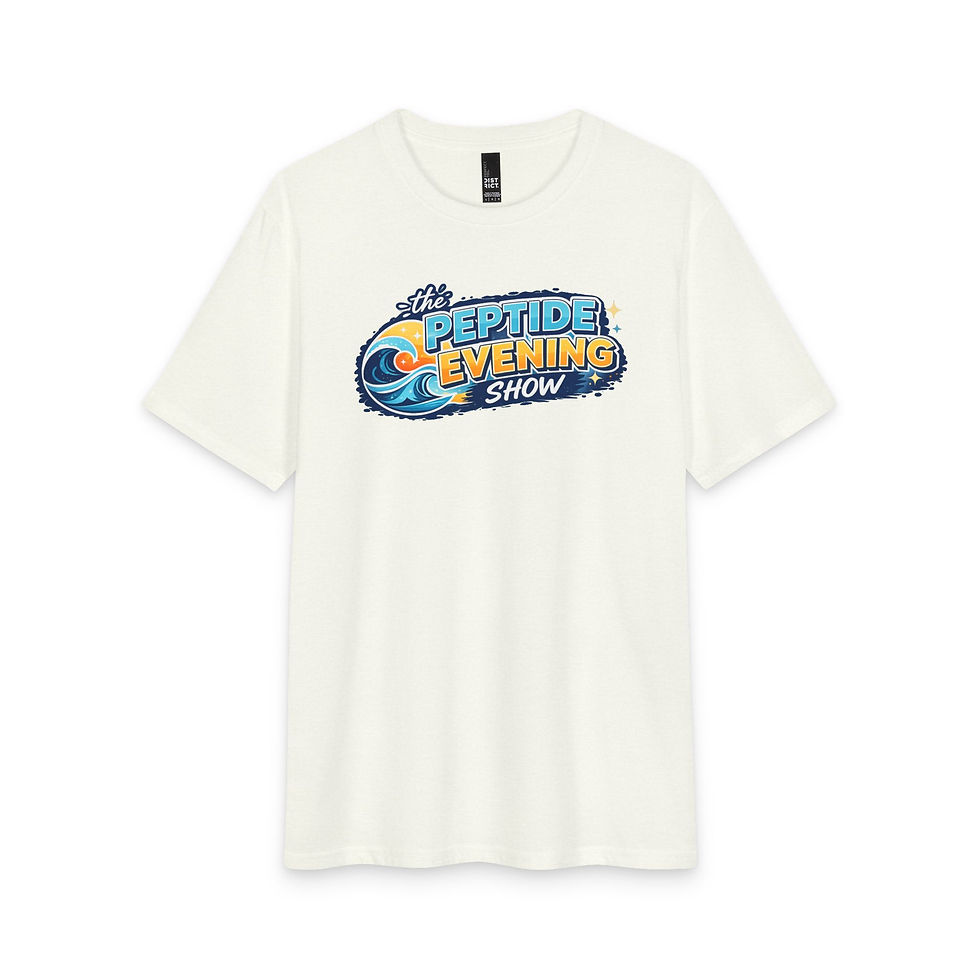 Thumbnail: THE PEPTIDE EVENING SHOW — Beach Podcast Logo T-Shirt