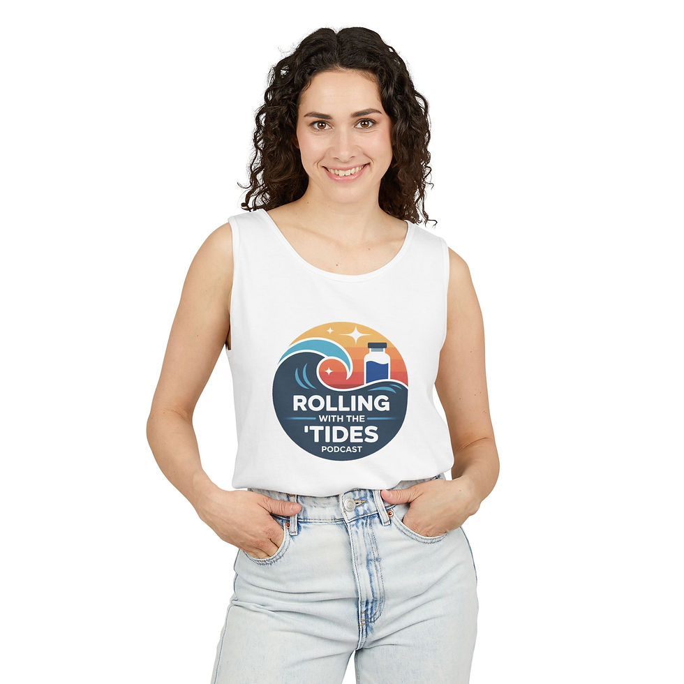 Thumbnail: Tank Top — "Rolling With The Tides" Beach Podcast Logo Tank