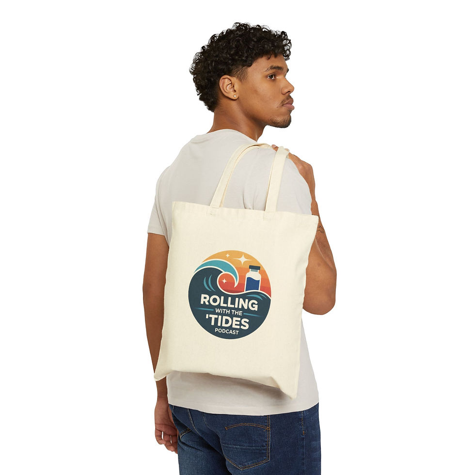 Thumbnail: Rolling With the Tides Tote Bag — Nautical Lighthouse Canvas Tote