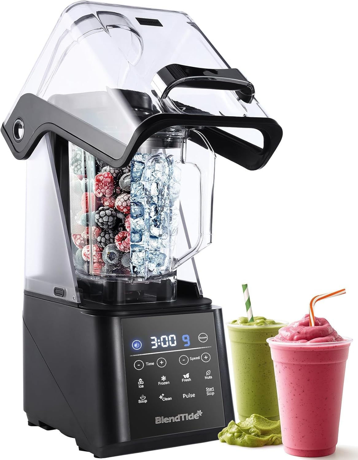 Commercial Blender, 1500W Vacuum Blender for Less Foam, Professional-Grade Quie