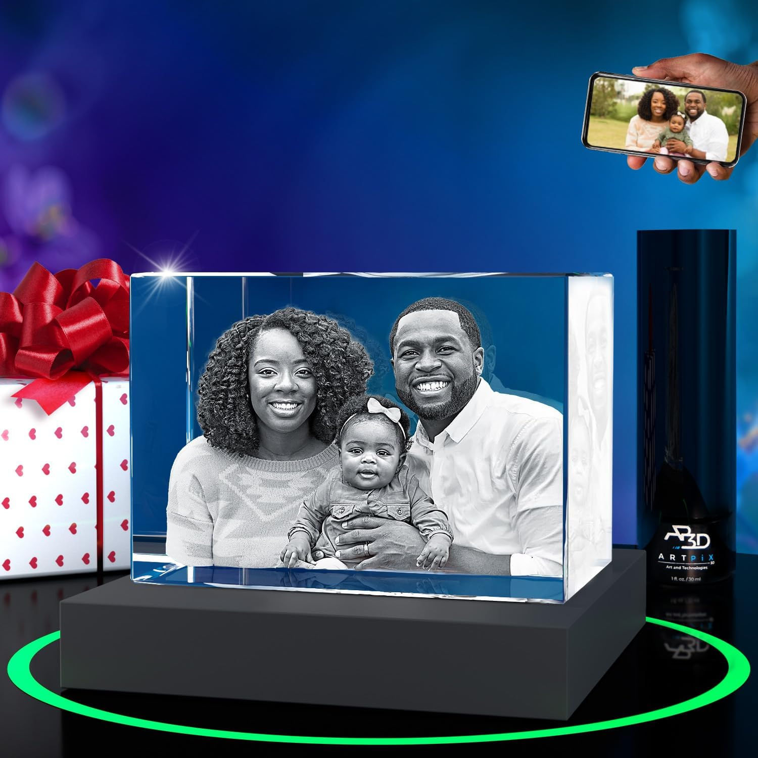 ArtPix 3D Crystal Photo, Personalized Gifts for Mom, Women, Wife, Men, Her, Hus