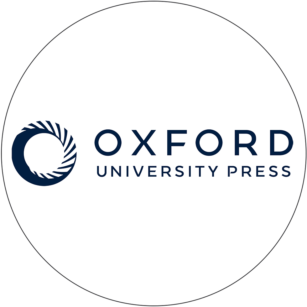 Oxford University Press logo with a navy circular emblem on a white background. Text reads "OXFORD UNIVERSITY PRESS" in bold navy letters.