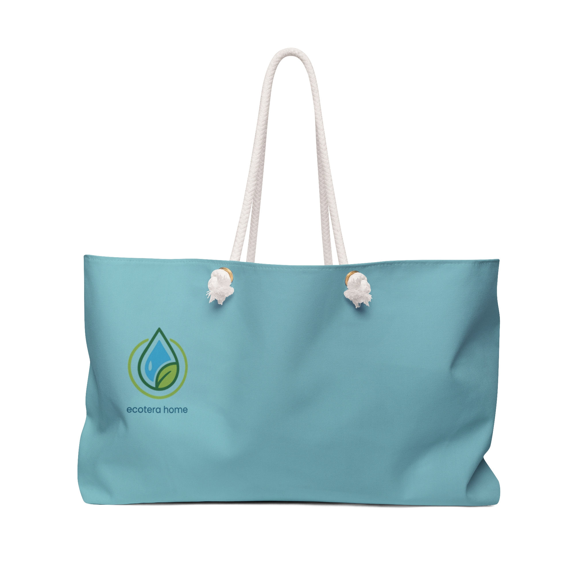 EcoTera Home Weekender Bag — Aqua Beach Tote with Leaf Logo