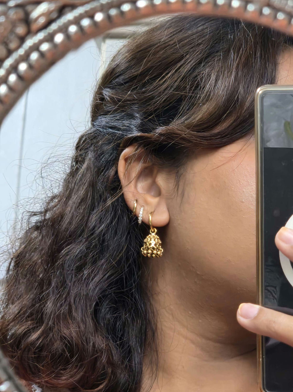 Thumbnail: Stainless Steel Devi Mini Hoop Jhumke