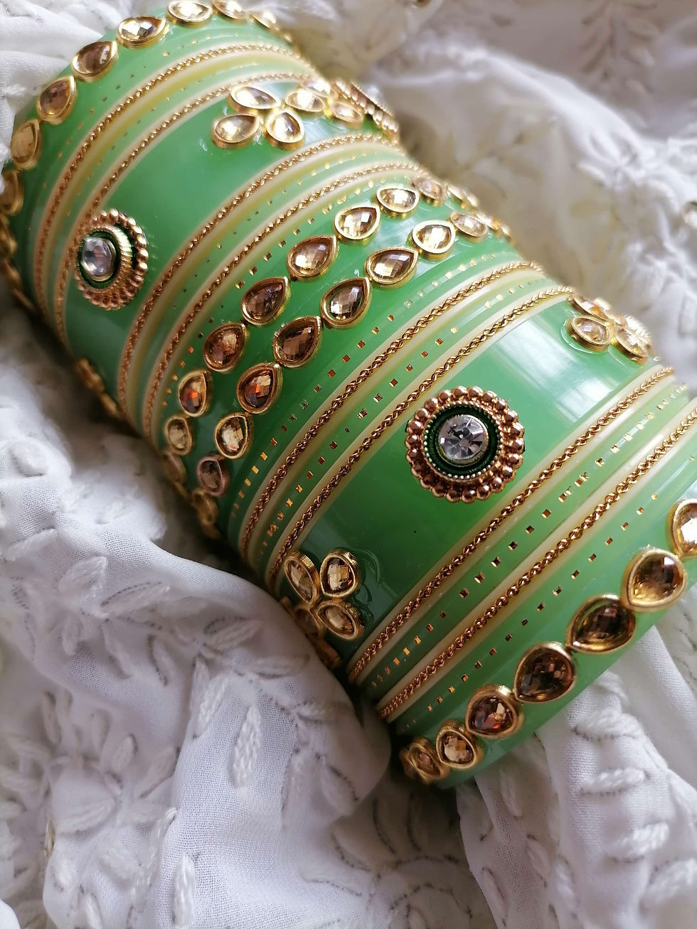 Thumbnail: Pista Green Kundan Choora