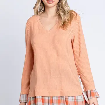 Orange Layered Plaid Tunic
