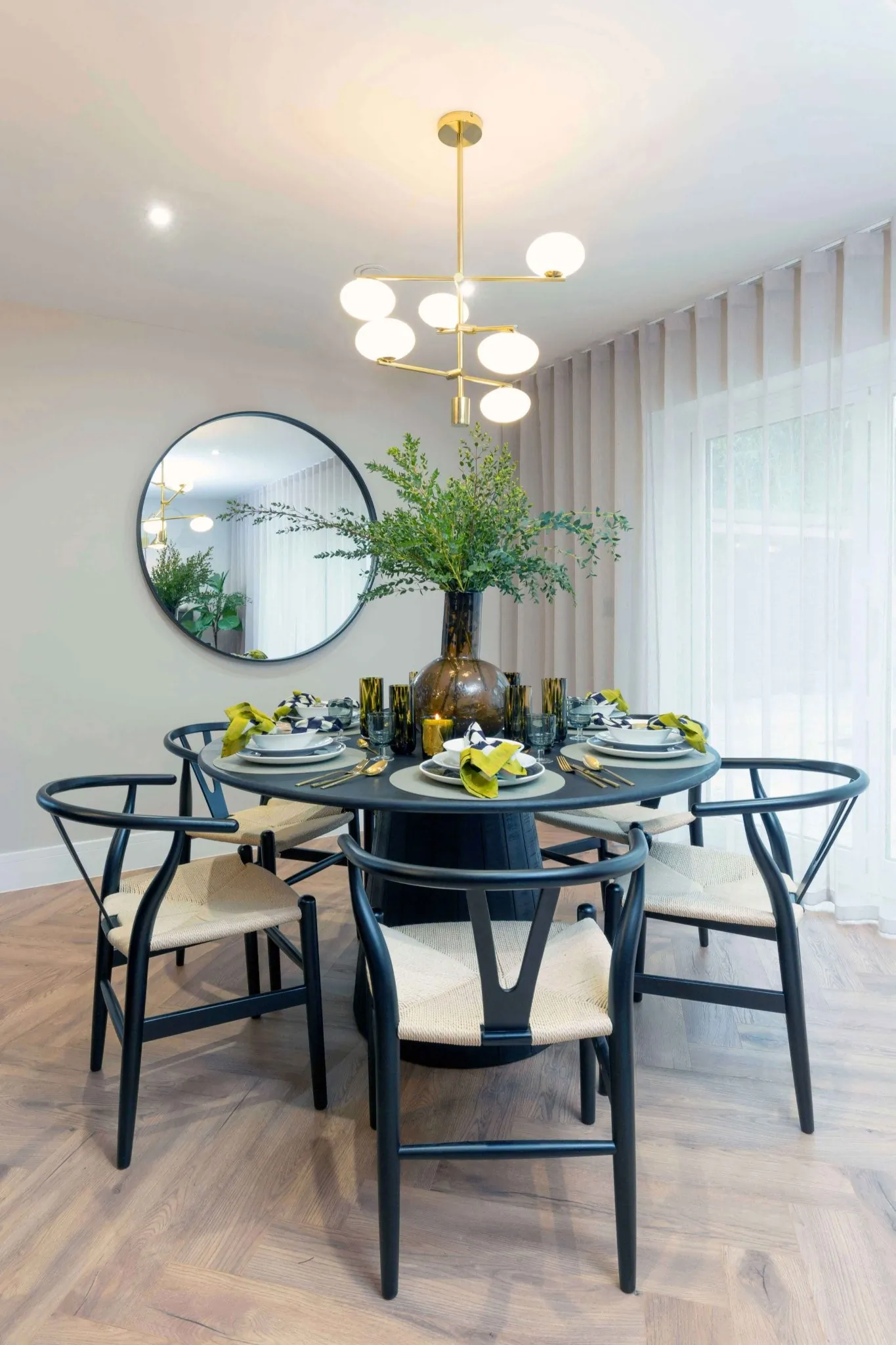 Residential Interior Design Open plan living space panelling lighting dining new build NSD studio Hampshire Nick Snow design