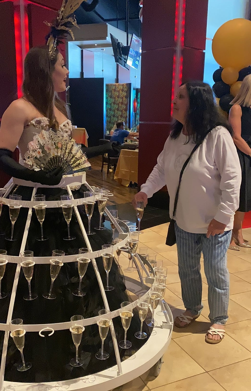 Thumbnail: Columbus, Ohio HUMAN CHAMPAGNE SKIRT, Cocktail drink dress server,  CHAMPAGNE DRESS Server Powell, Dublin, Gahanna, Lima, OH