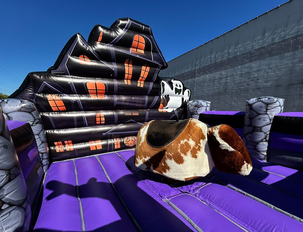 Haunted Bull Ride
Haunted mechanical bull ride rental in Mansfield Ohio with spooky Halloween theme perfect for fall festivals in Chillicothe and Lima, Bexley, Clintonville, German Village, Grandview, Granville, Johnstown, Mt Vernon, Heath, Newark, Worthington, Sandusky, Akron, Mansfield, Plain City, Marysville, Pataskala, Ohio