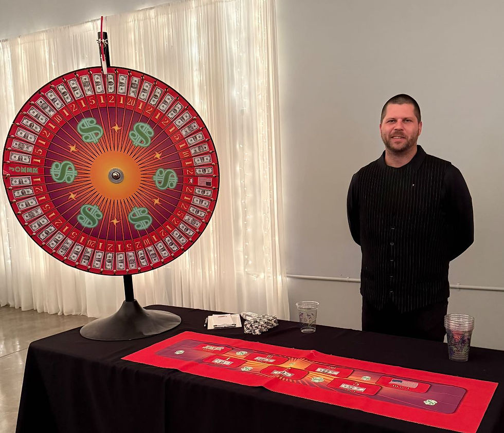 Thumbnail: Giant Money Wheel Game Rental for casino night party in Columbus, Dayton, Franklin, Delaware, Dublin, Powell, Marietta, Lima,