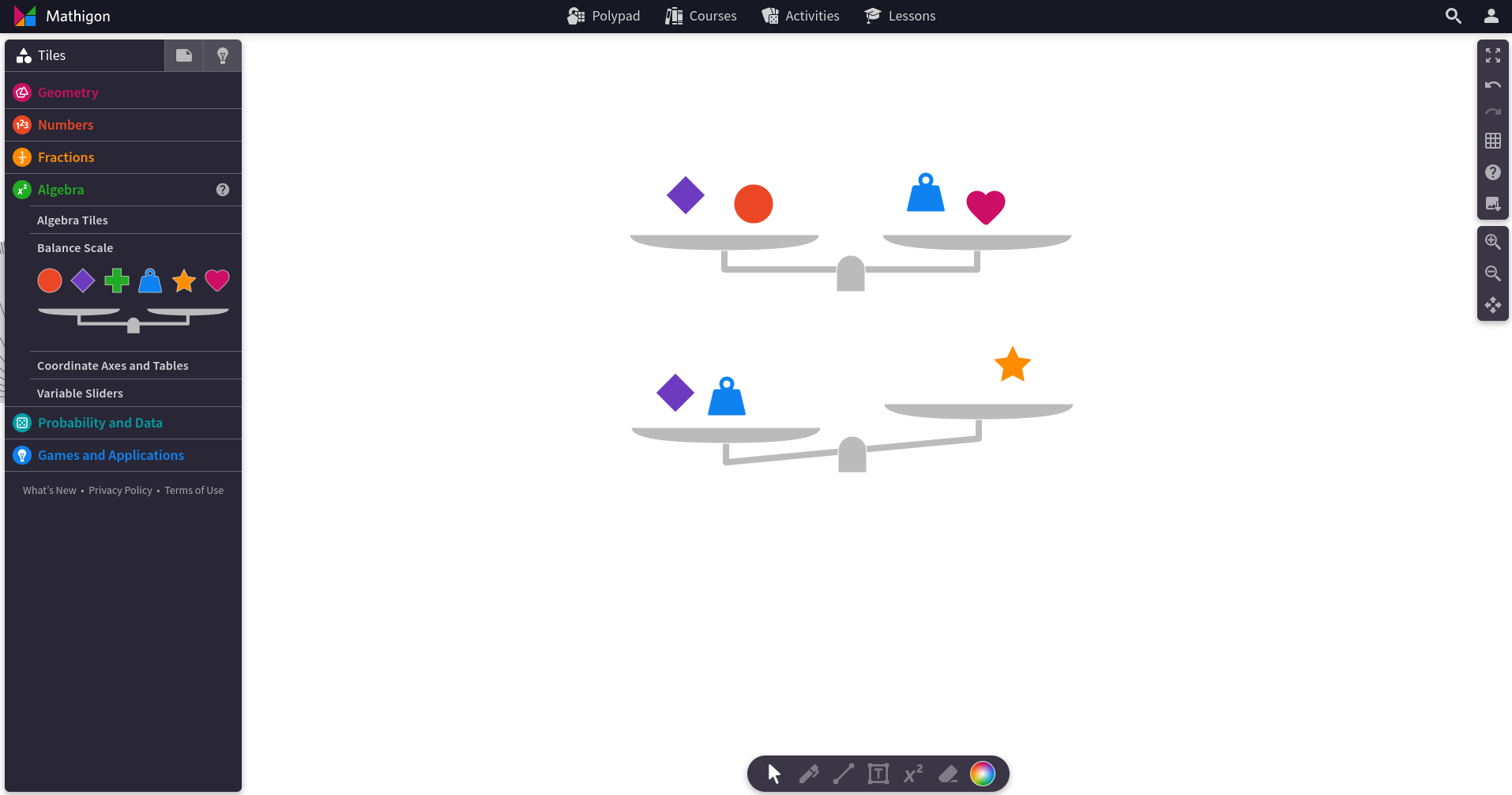 Balance Scale from PolyPad from Mathigon | A Dash of Research